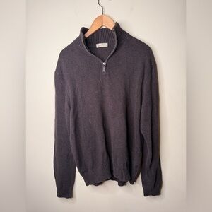 Vintage J. Crew Mens Chocolate Brown Quarter Zip Knit Sweater XL Cashmere Cotton